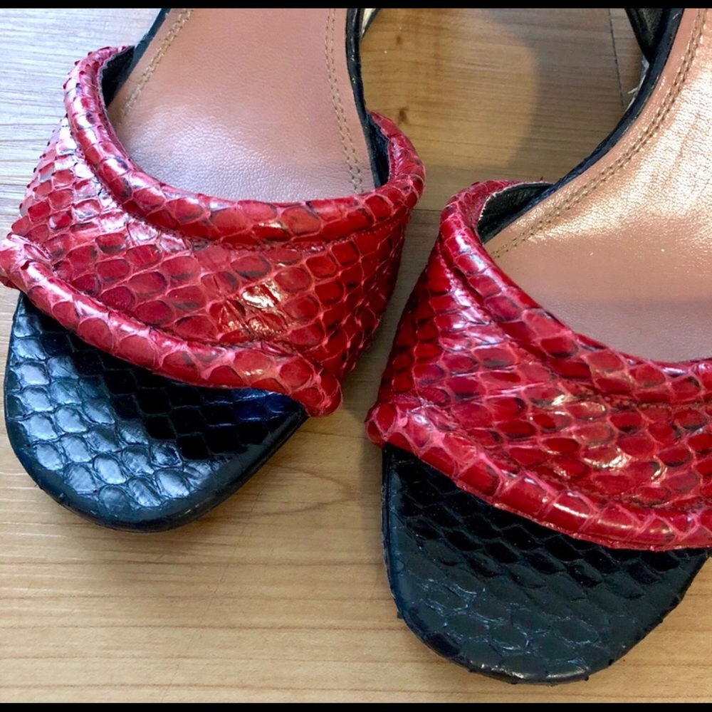 Derek Lam Bristol Python Colorblock Open-Toe Wedge - image 3